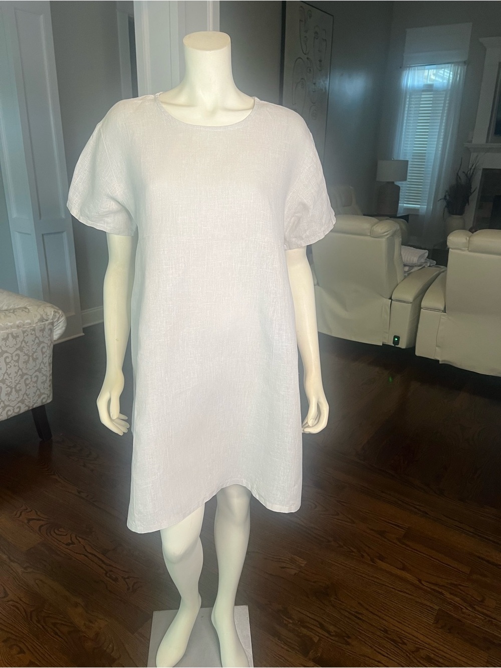 bryn Walker Cream Short Sleeve Shift Mini Dress